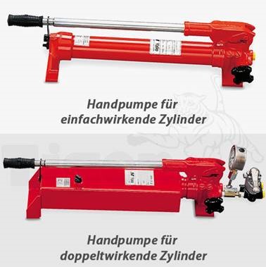 Hydraulik-Handpumpe für einfachwirkende und doppeltwirkende Hydraulikzylinder