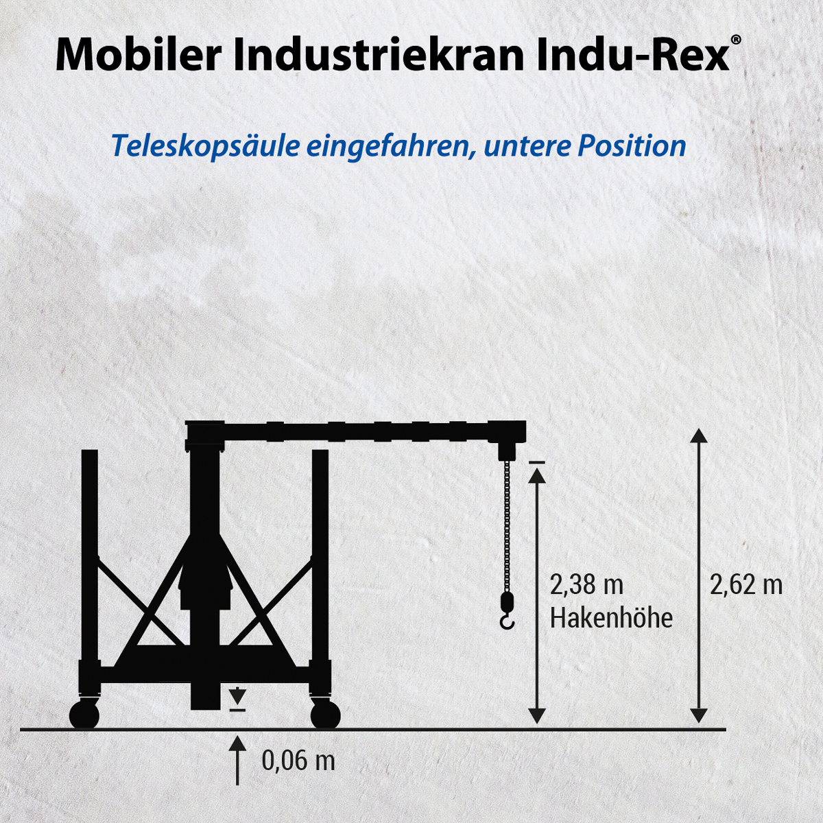 Mobiler Industriekran Indu-Rex® mit Mehrfachgelenkausleger und Elektrokettenzug
