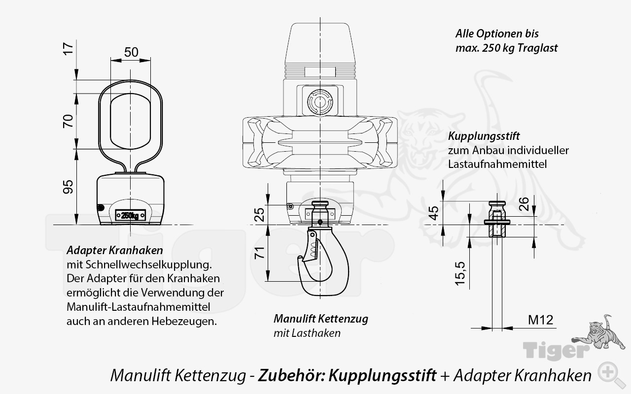 Kastengreifer mit Manu-Kuppler zum Kran-Transport von KLT-Behältern