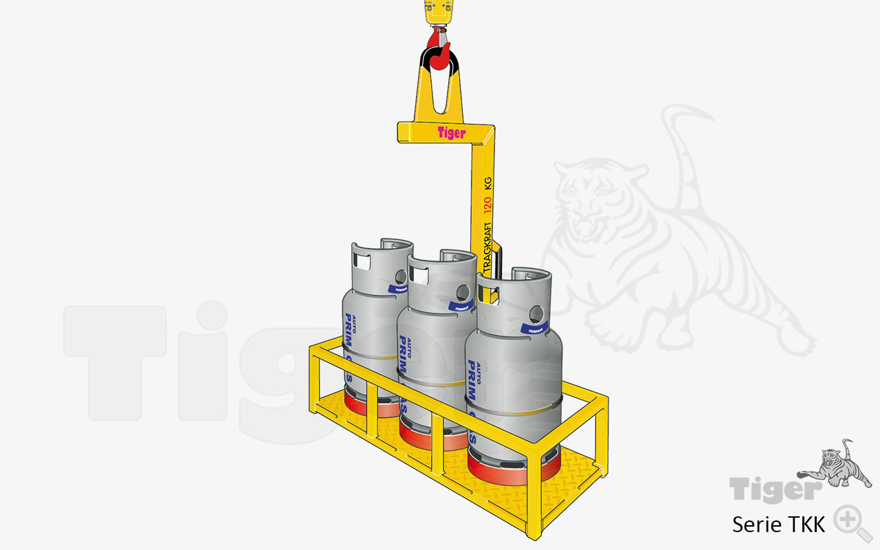 Tiger Krankorb in Rohr-Rahmenausführung zum Materialtransport von Fässern, Säcken und Gasflaschen
