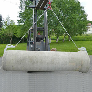 Rohrlegehaken für Rohrlängen bis 1 m zum Kran-Transport von liegenden Betonrohren