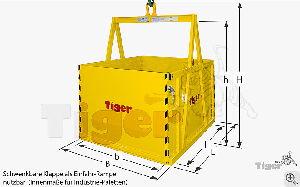 Krankorb | Tiger Materialkorb als Rahmenkonstruktion mit Klapp-Rampe