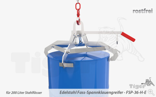 Fass-Spannklauengreifer | Edelstahl-Fassgreifer zum Kranen von Fässern