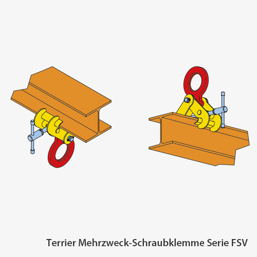 Terrier Mehrzweck-Schraubklemme zum horizontalen Heben und Transportieren von Stahl-Balken, H-Profilen und Strukturen
