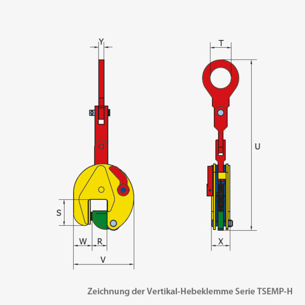 Terrier Vertikal-Hebeklemme für Hartstahl-Platten zum Heben, Transportieren und Drehen von harten Stahlplatten (max. HRC 55/560 Hb)