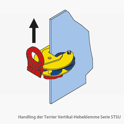 Terrier Vertikal-Hebeklemme für Stahlplatten und Strukturen (max. HRC 37/345 Hb)