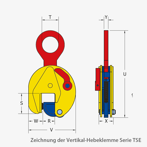 Terrier Vertikal-Hebeklemme mit größerem Greifbereich für Stahlplatten leichtgewichtige Schwerlast-Hebeklemme für Platten aus Stahl (max. 37/345 Hb)