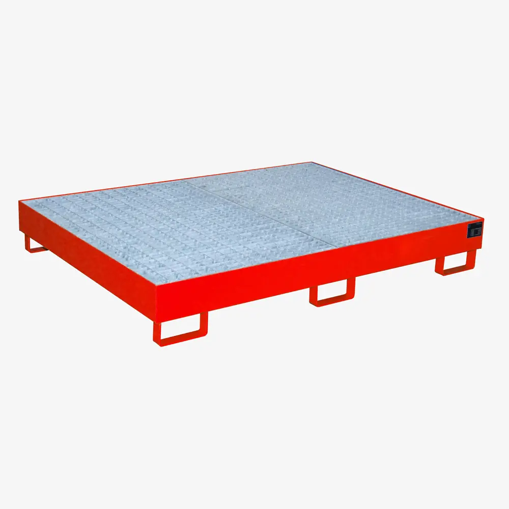 Produktbild von tigerhebezeuge regalwanne gefahrstoff auffangwanne mit gitterrost fuer hochregal typ RW GR 1800 rot