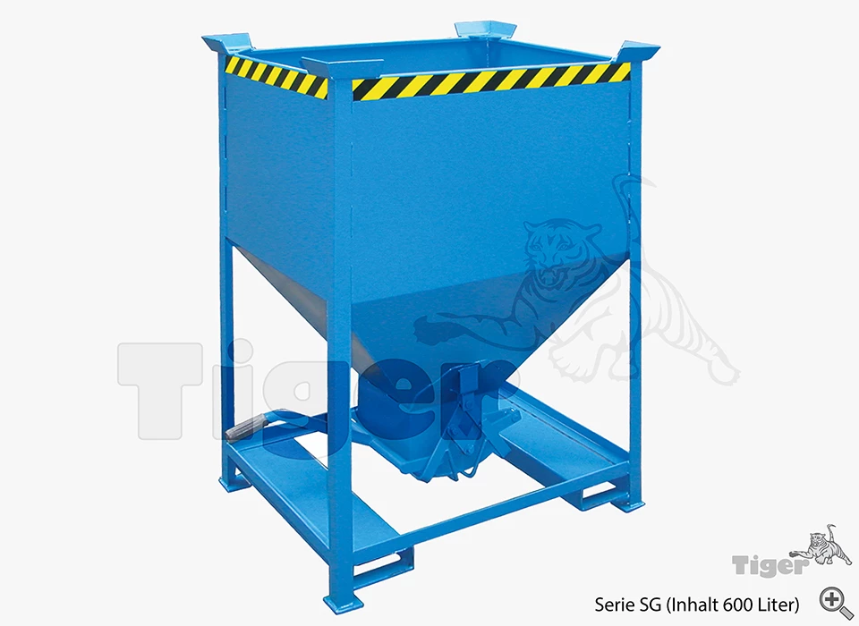 Produktbild von Stapler-Silobehälter mit Scherenverschluss und Einfahrtaschen für Gabelstapler Typ SG-600-gruen silobehaelter-sg-600liter-scherenverschluss Typ SG-600-gruen