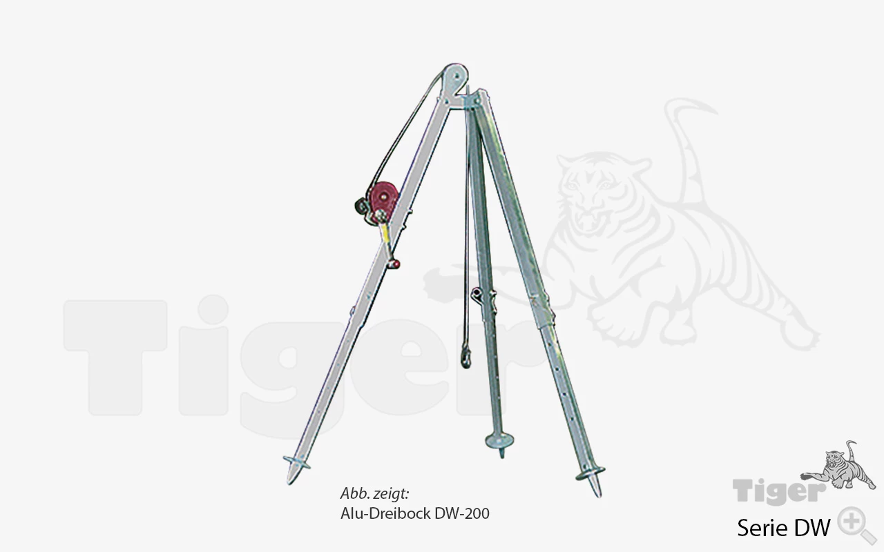 Produktbild von Alu-Dreibock mit integrierter Seilwinde Typ DW-200 alu-dreibock-kran-dw-200 Typ DW-200