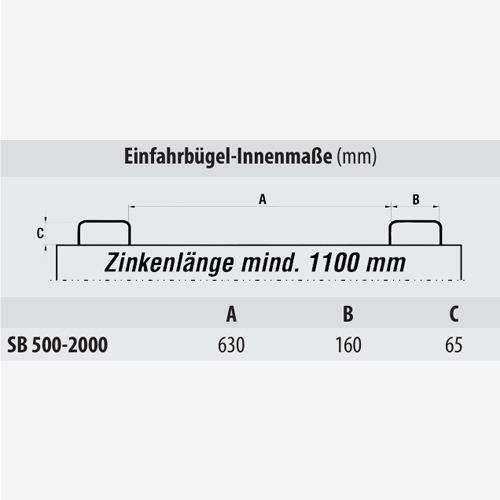 Zum Vergrößern anklicken Technisches Bild für tigerhebezeuge-klappbodenbehaelter-fuer-stapler-und-kran-serie-SB-einfahrbuegel-abmessungen