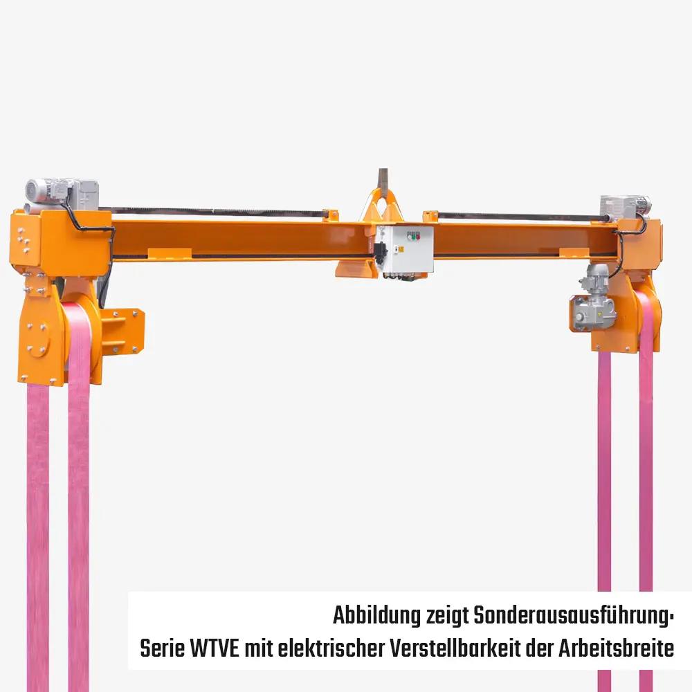 Produktbild von tigerhebezeuge elektro wendetraverse krantraverse mit elektrischer verstellbarkeit der arbeitsbreite serie WTVE