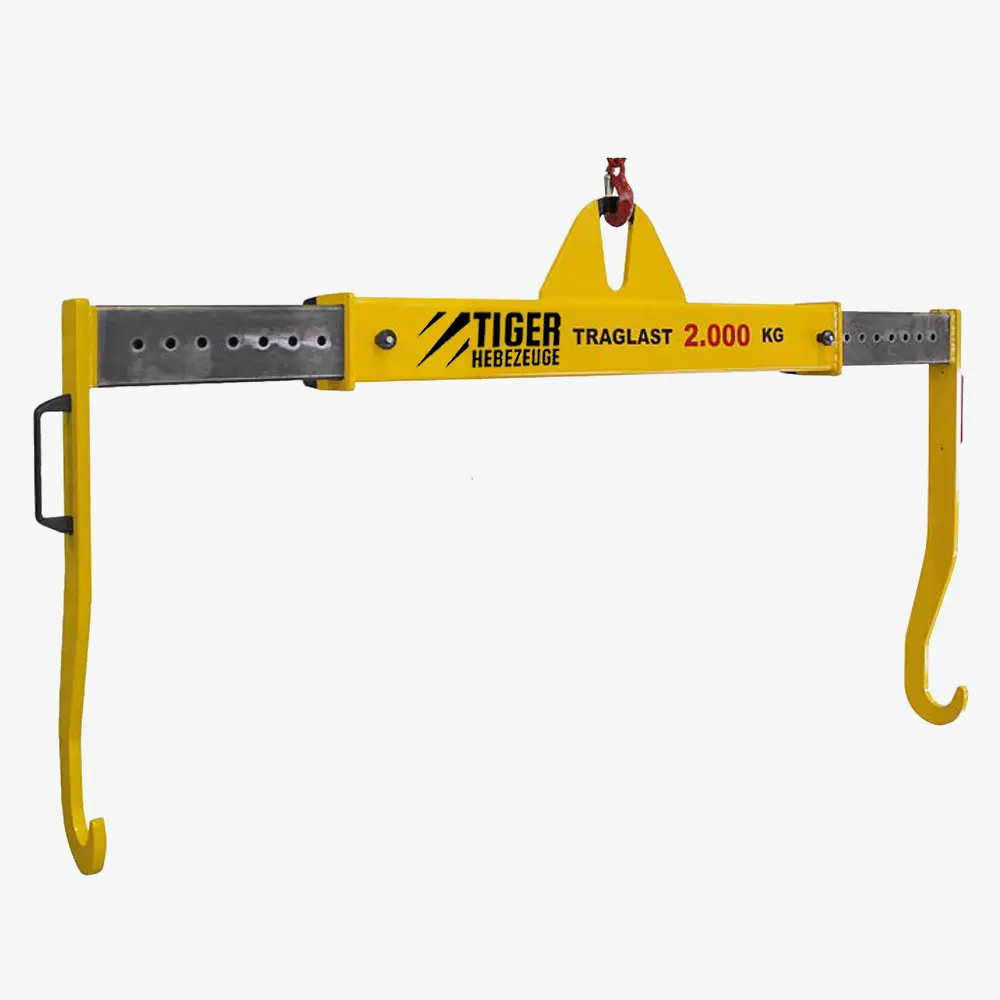 Produktbild von Lamellenhaken-Traversen - Hakentraversen mit verstellbaren Langhaken Serie TA-LSTR TigerHebezeuge-Shop Lasttraversen und Krantraversen Lamellenhakentraversen