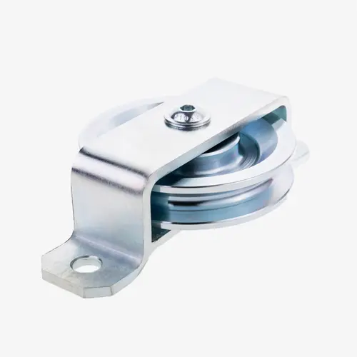 Produktbild von Seilrollenhalter mit Seitenbefestigung und eingebauter Seilrolle mit Gleitlager tigerhebezeuge-seilrollenhalter-mit-gleitlager-serie-SRBG