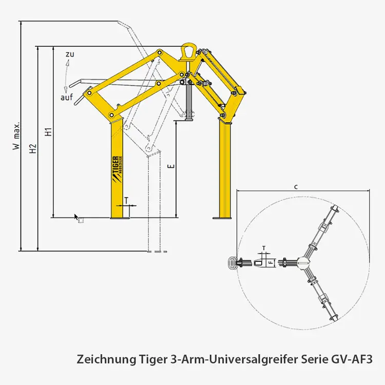 Zum Vergrößern anklicken Technisches Bild für tiger-3-arm-universalgreifer-hebegreifer-serie-GV-AF3