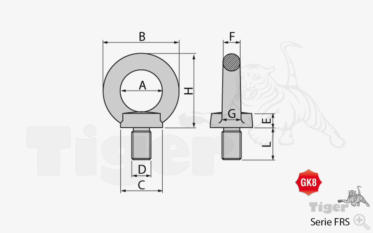 Zum Vergrößern anklicken Technisches Bild für ringschraube-gk8-frs-zeichnung