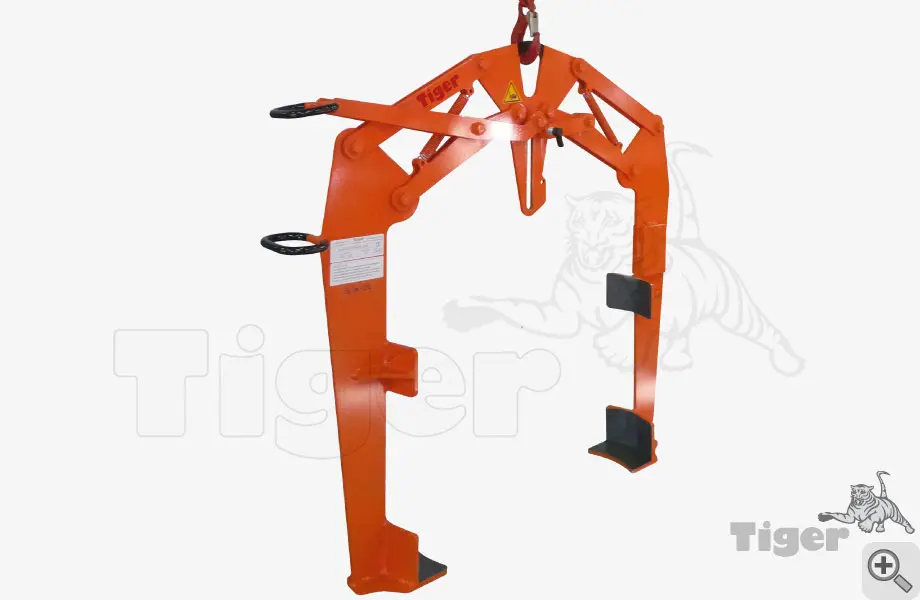 Produktbild von Tiger Sonder-Universal 2-Arm-Formschlußgreifer mit Prismenbacken und Unterfassgreifplatten Serie Sonder-GV-AF2 tiger-universal-hebezange-af2-2-kran-lastaufnahmemittel
