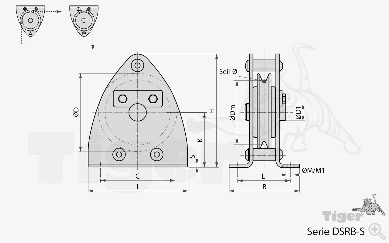 Zum Vergrößern anklicken Technisches Bild für seilrollenbock-dsrb-s-zeichnung