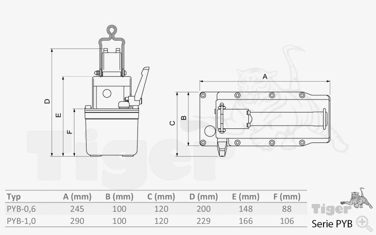 Zum Vergrößern anklicken Technisches Bild für hydraulikpumpe-pyb-zeichnung