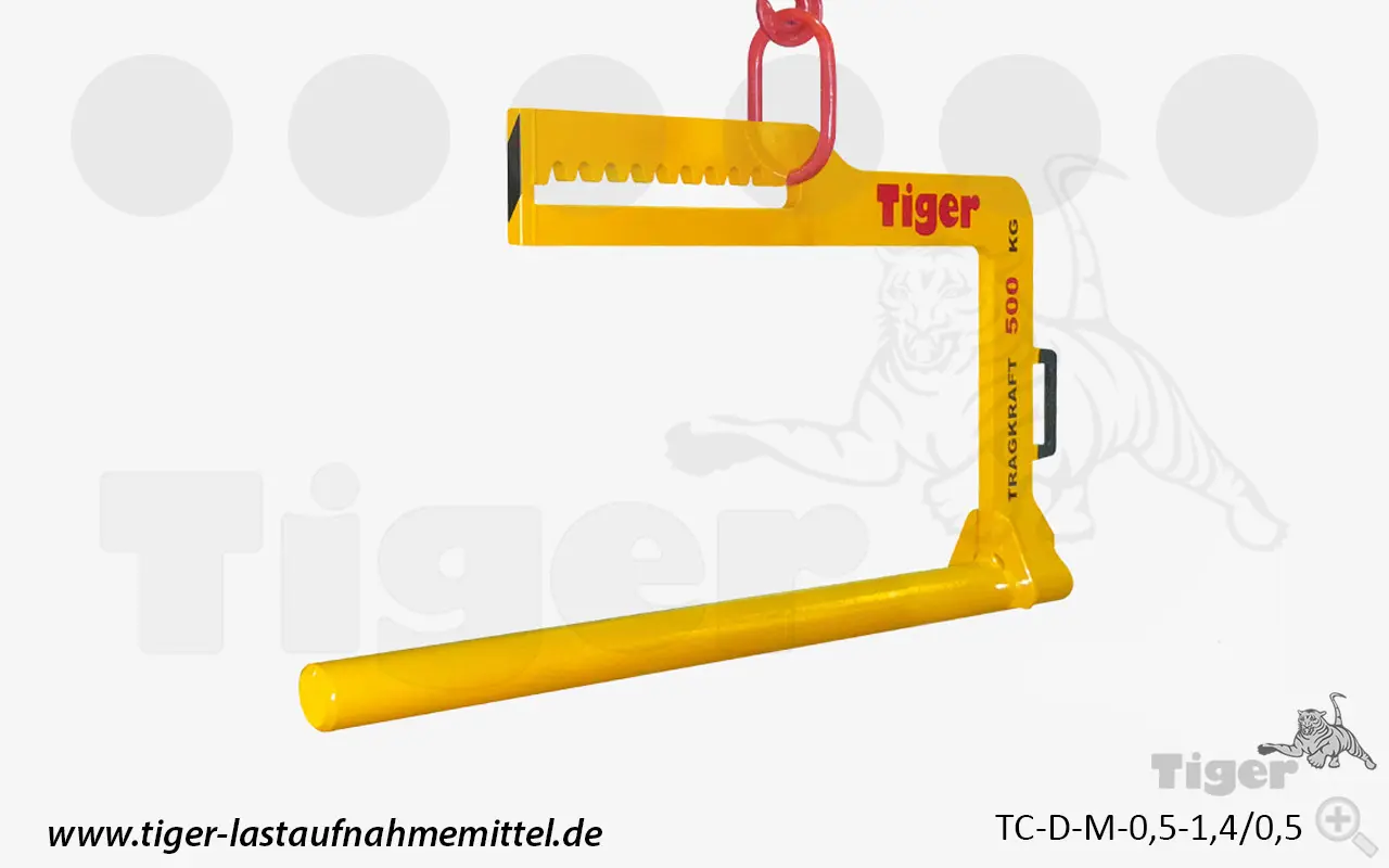 Produktbild von Tiger Sonder-C-Haken mit einem rundem 3-4 Tragdorn und manuellem Gewichtsausgleich Serie Sonder-TC-D-M tiger-sonder-coil-c-haken-tc-d-m-0-5-1-4-0-5