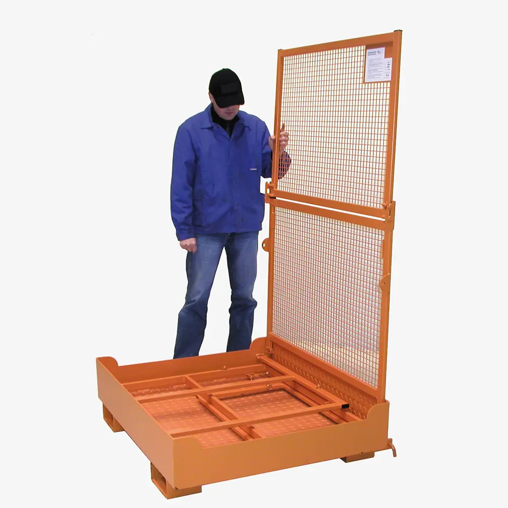 Stapler-Arbeitsbühne als zusammenklappbarer Personen-Sicherheitskorb für Stapler, faltbar