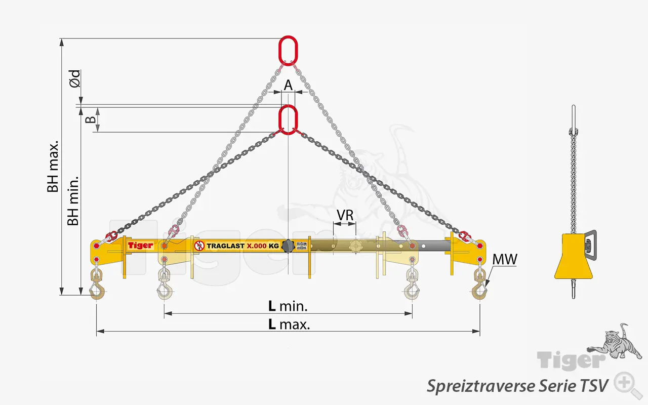 Zum Vergrößern anklicken Technisches Bild für spreiztraverse-tsv-zeichnung