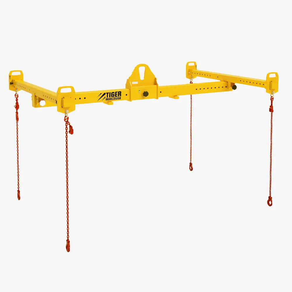 Produktbild von Tiger H-Traverse mit niedriger Bauhöhe, Kranketten und verstellbarer Kranöse Serie TAV-QN-RR_HK tiger-quertraverse-in-niedrigbauweise-mit-anschlagketten-serie-TAV-QN-RR-HK