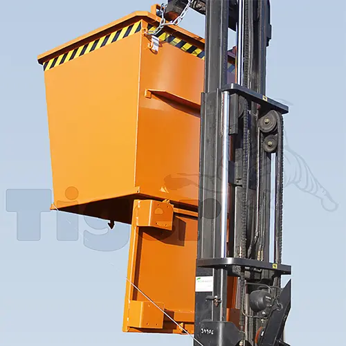 Produktbild von Stapler-Klappbodenbehälter, konisch zur Schüttgutentleerung mit dem Gabelstapler Serie BKB tigerhebezeuge-klappbodenbehaelter-bkb-stapler-anbaugeraet