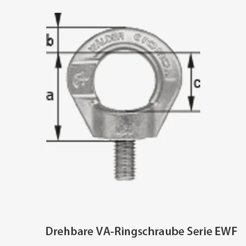 Technisches Bild von Drehbare Ringschrauben aus cromox® Edelstahl, rostfrei Technisches Bild für drehbare-niro-ringschraube-serie-ewf-zeichnung