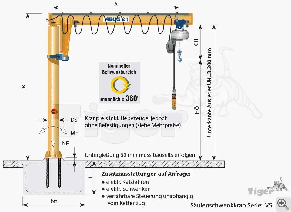 Zum Vergrößern anklicken Technisches Bild für saeulenschwenkkran-serie-vs-1