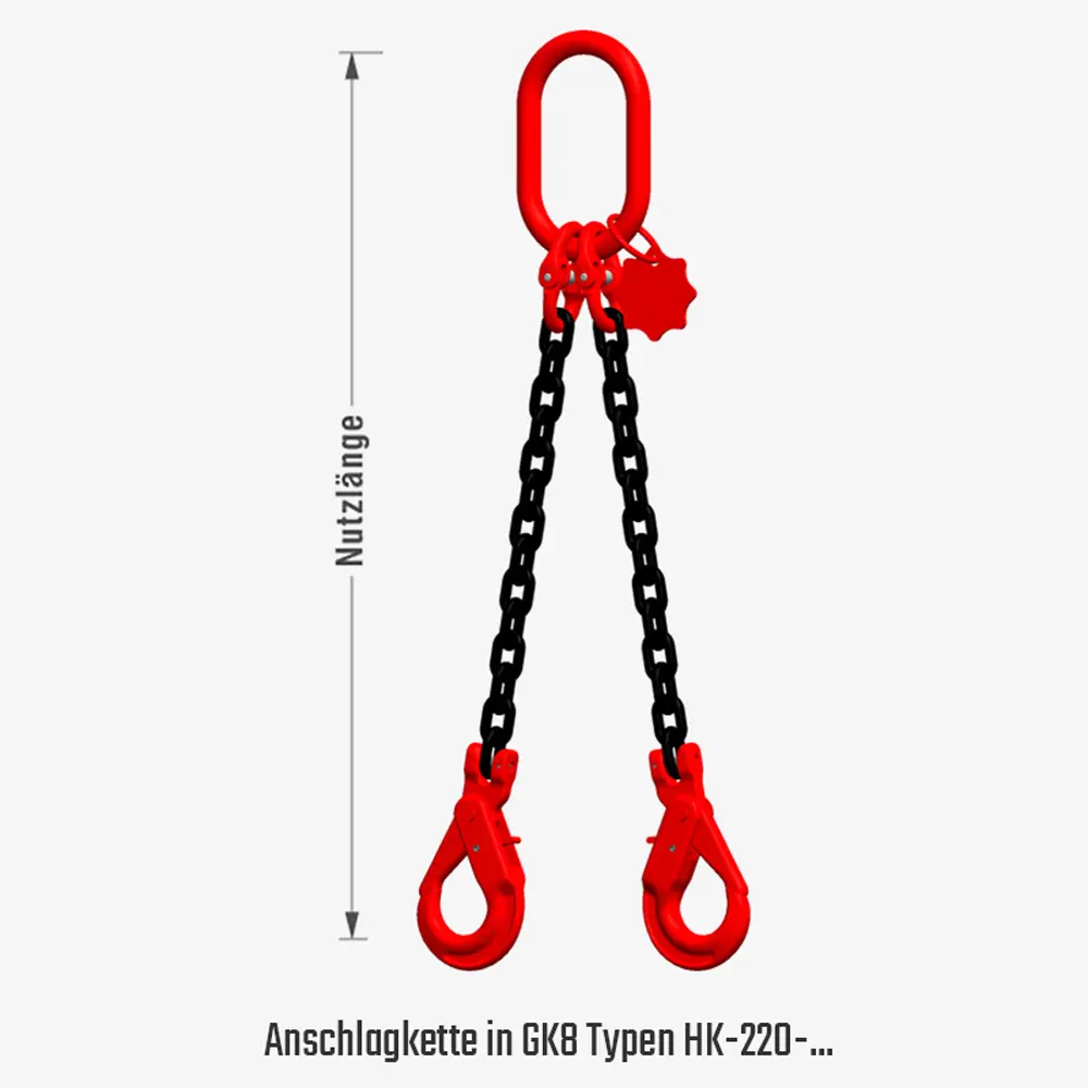 Kettengehänge in GK8 mit Self-Lock-Haken, Ein- oder Mehrstrang, mit oder ohne Verkürzer