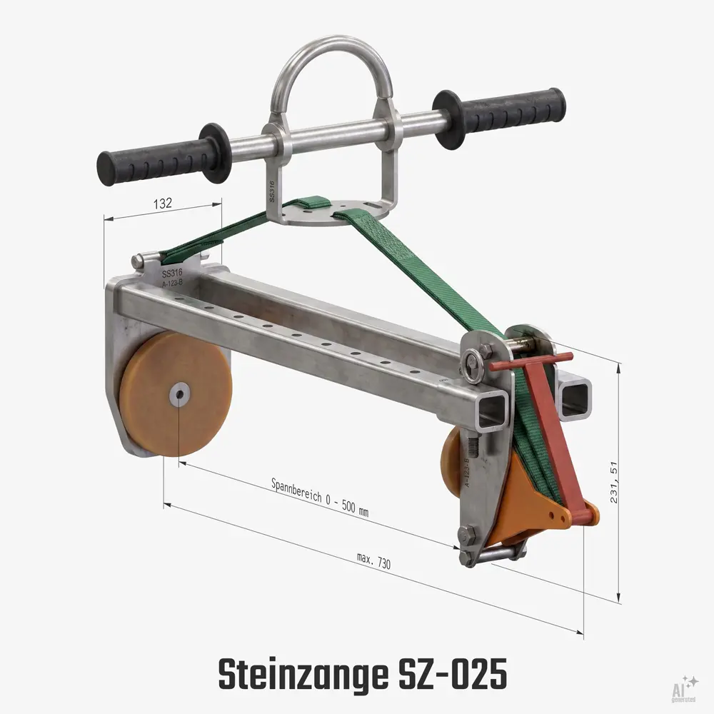 Steinzangen zum Transport von Betonsteine und Platten per Hand