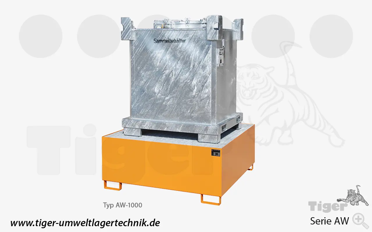 Produktbild von Auffangwanne für IBC-Container und Fässer - IBC Auffangbehälter zur umweltgerechten Gefahrstoff-Lagerung stahl-auffangwannen-aw-1000-1-4