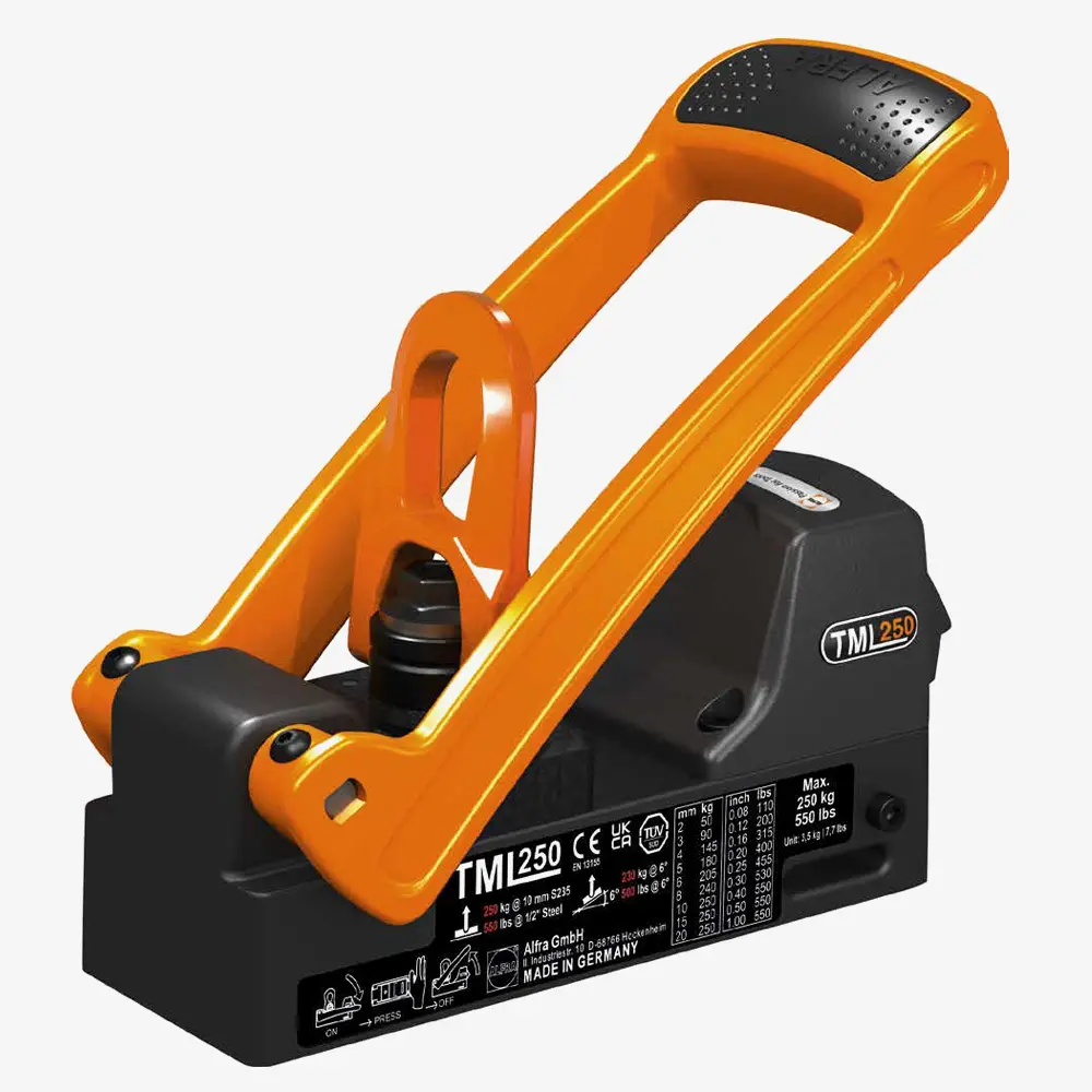 Produktbild von tigerhebezeuge permanenent lasthebemagnet mit drehbarem lastwirbel typ TML 250 fuer flachmaterial