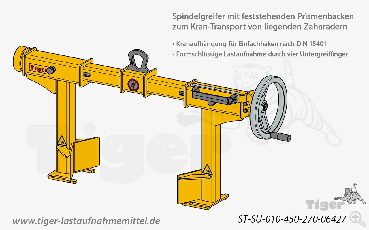 Produktbild von Tiger Sonder-Spindelgreifer zum Kran-Transport von liegenden Zahnrädern spindelgreifer-fuer-zahnraeder-06529