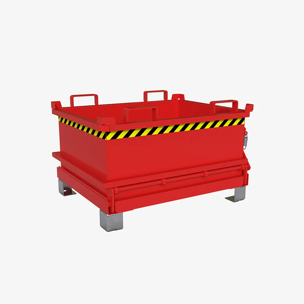 Mini-Klappbodenbehälter für Hubwagen und Stapler mit Seilzug und Automatik-Klappenschließung