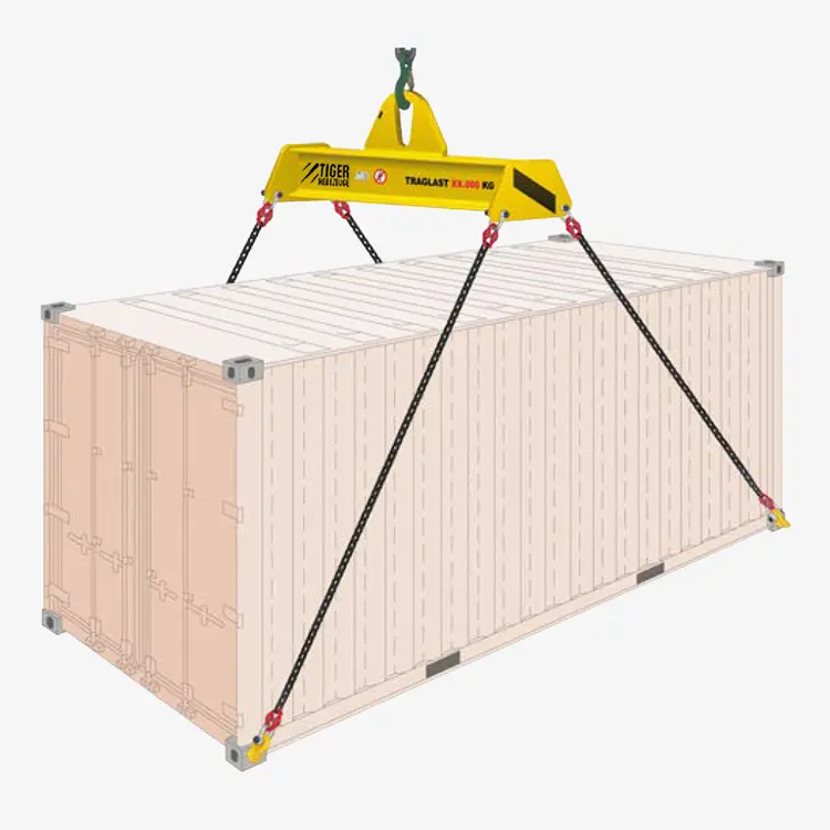 Produktbild von Tiger Containertraverse mit Ketten u. Containerösen f. Frachtcontainer tiger-containertraversen-serie-TA-SC-krantraversen-fuer-iso-frachtcontainer-seecontainer