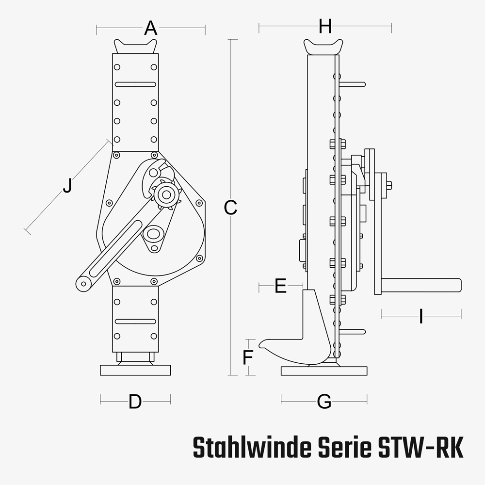 Technisches Bild für tigerhebezeuge-stahlwinden-mit-ratschenkurbel-serie-STW-RK-Zeichnung