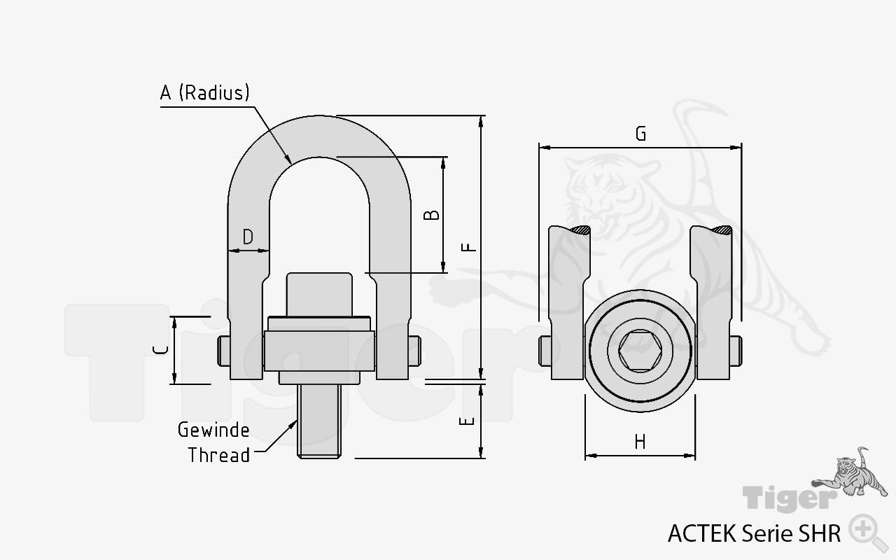 Zum Vergrößern anklicken Technisches Bild für anschlagpunkt-actek-shr-zeichnung