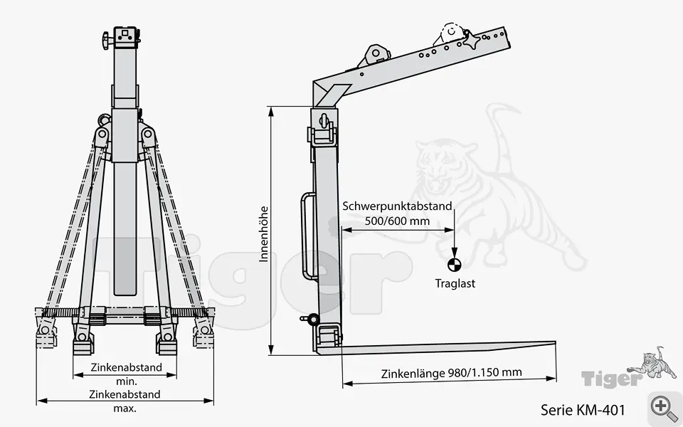 Zum Vergrößern anklicken Technisches Bild für kran-ladegabel-km-401-zeichnung-2