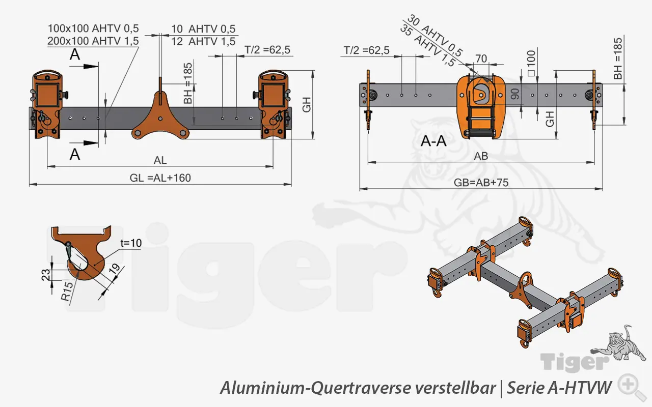 Zum Vergrößern anklicken Technisches Bild für alu-quertraversen-a-htvw-zeichnung