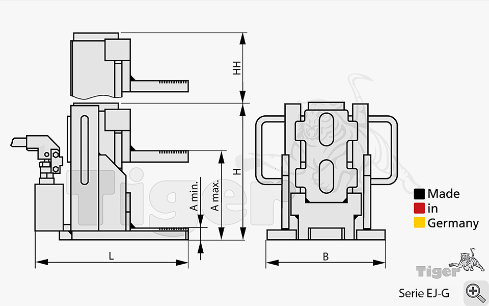 Zum Vergrößern anklicken Technisches Bild für maschinenheber-eco-jack-ej-g-zeichnung