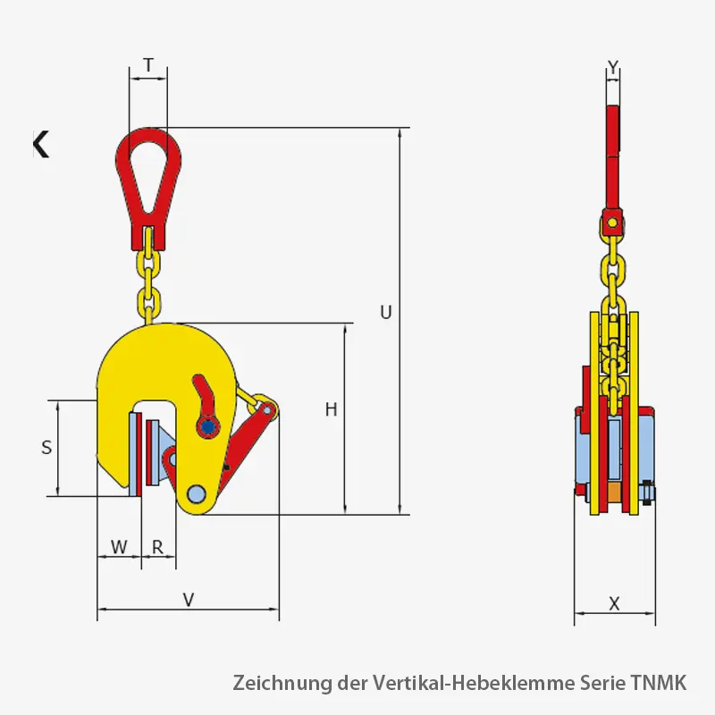 Zum Vergrößern anklicken Technisches Bild für terrier-vertikal-hebeklemme-serie-TNMK-zeichnung