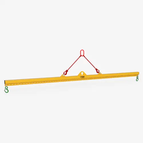 Produktbild von Leichtbau-Krantraverse mit Lochleiste und Aufhängekette, verstellbar tiger-leichtbautraverse-balkentraverse-mit-lochleiste-und-2-wirbellasthaken-serie-TA-LB