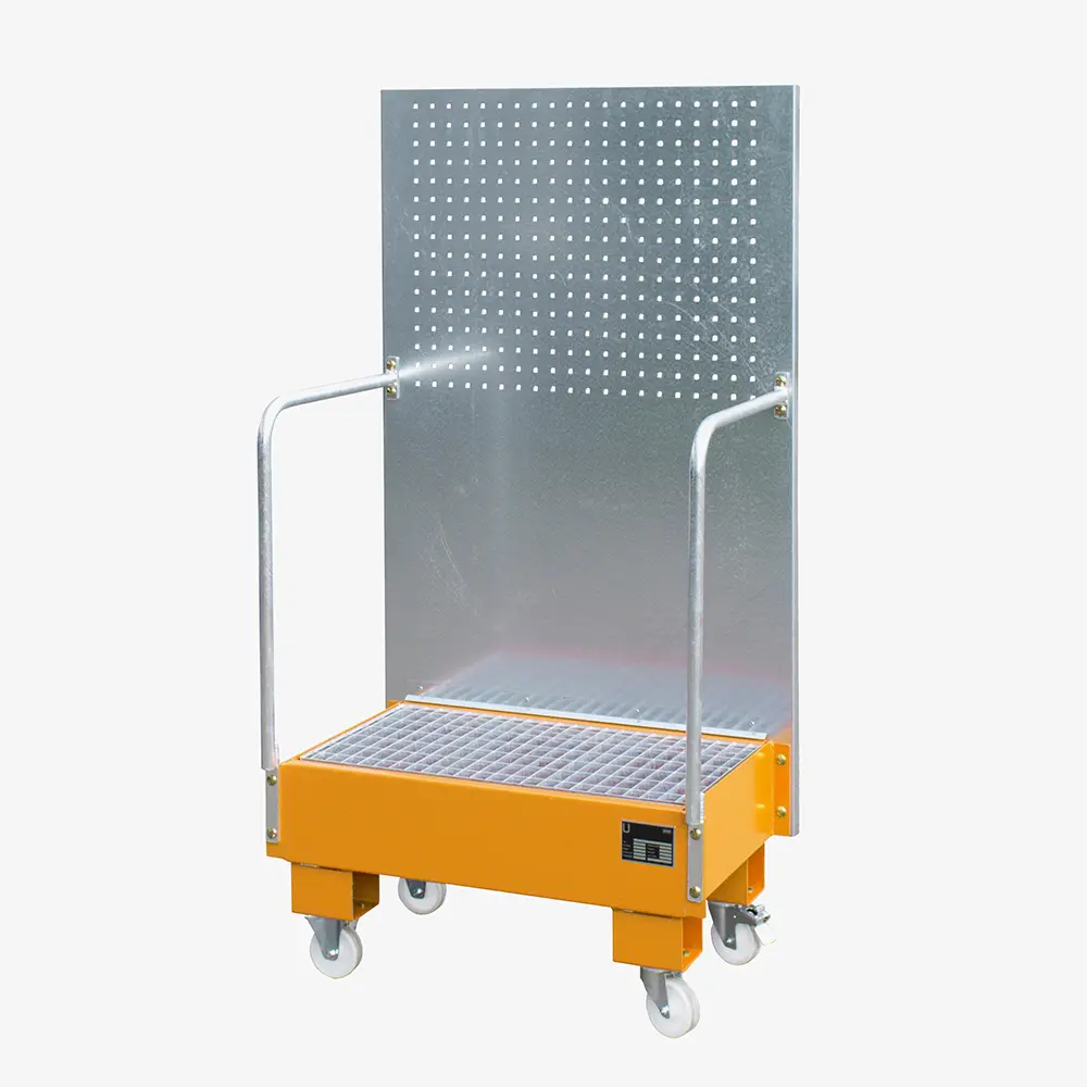 Produktbild von tigerhebezeuge fahrbare auffangwanne mit lochplattenwand orange lackiert typ LPW 60 2 ORANGE 01 x