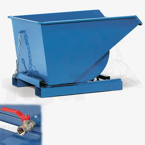 Produktbild von Späne-Selbstkipper - Stapler-Muldenkipper mit Abrollsystem, Sieb und Ablaßhahn Serie F-60-A tigerhebezeuge-spaenebehaelter-serie-F-60-A