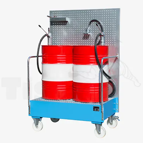 Produktbild von Lochplattenwand Auffangwanne und verzinktem Gitterrost, fahrbar Serie LPW auffanfwanne-lpw