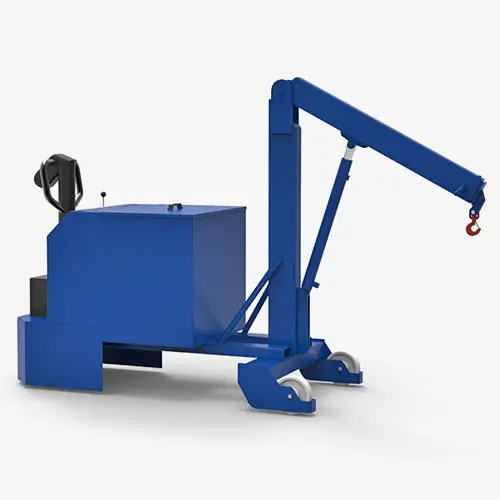 Produktbild von Werkstattkran mit Elektroantrieb mit deichselgeführtem Elektro-Geh-Fahrantrieb Serie KR-F-EH tigerhebezeuge-elektro-werkstattkran-serie-KR-F-100-EH