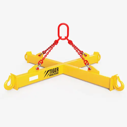 Produktbild von Tiger Sonder-Kreuztraversen mit 4-Strang-Kettenaufhängung und Seitenhaken mit großer Maulweite Serie Sonder-KBB-KA-MW tiger-sonder-kreuztraverse-bigbagtraverse-mit-kettenaufhaengung-serie-Sonder-KBB-KA