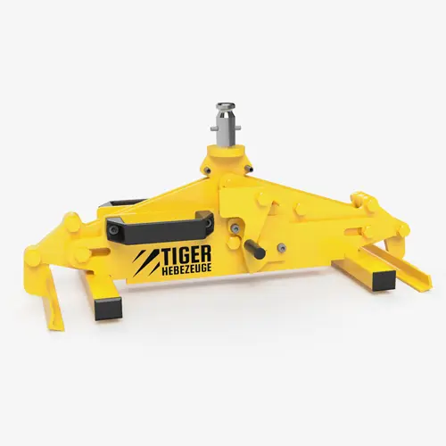 Produktbild von Kastenaußengreifer mit Kupplungsstift - Tiger Kastengreifer zum Kranen von Kunststoffkisten Serie KAX-M tigerhebezeuge-kastengreifer-mit-manukuppler-serie-KAX-M